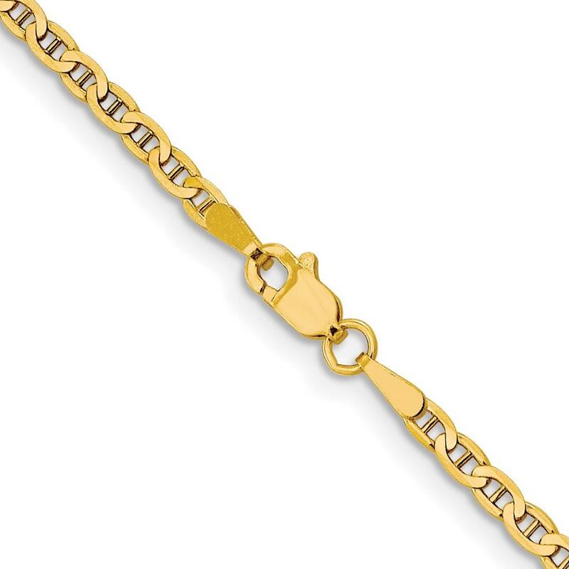 Curata 10k Yellow Gold 2.4mm Flat Anchor Mariner Chain Necklace Options: 16 18 20