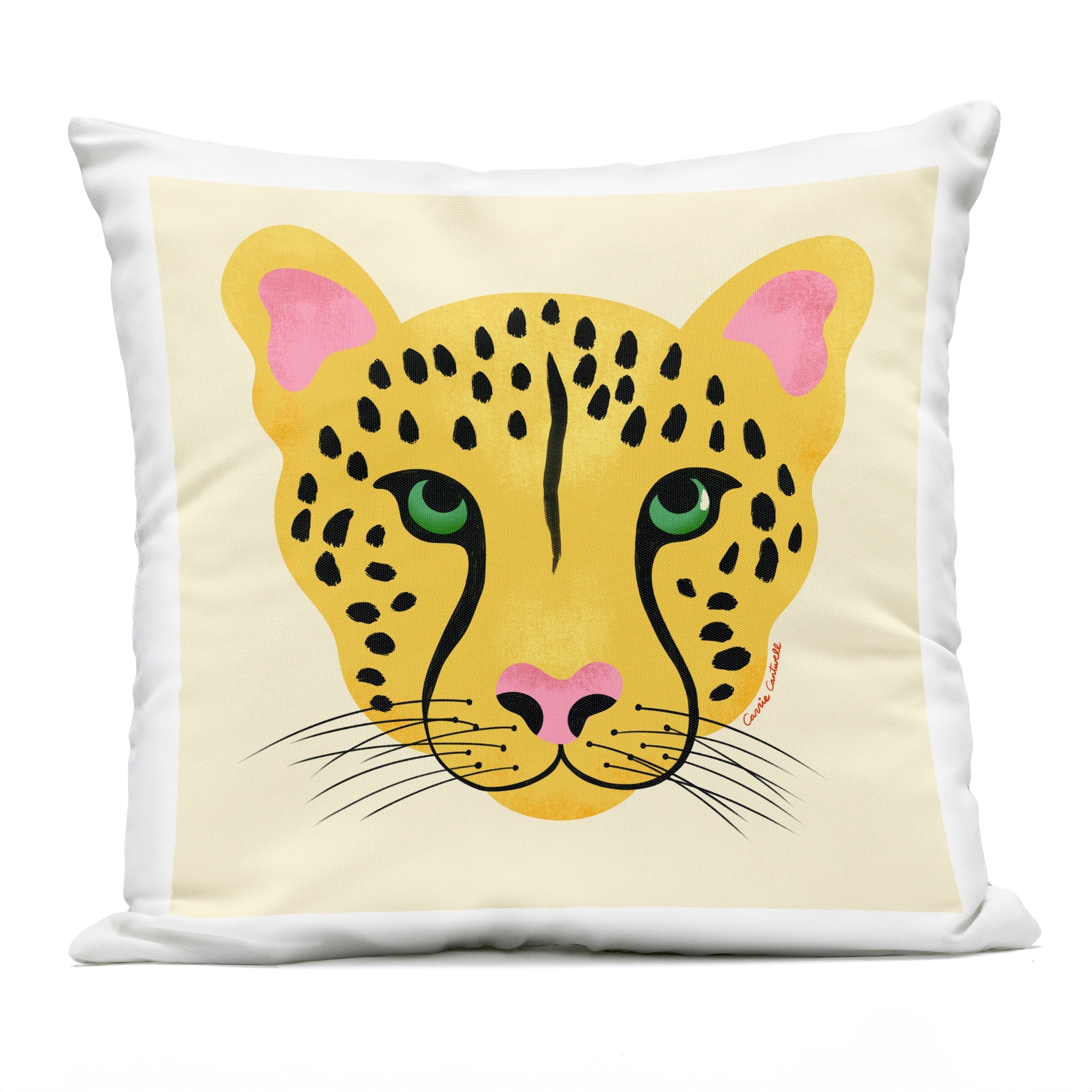 Stupell Modern Wild Cheetah Face Printed Outdoor Throw Pillow Design by Carrie Cantwell