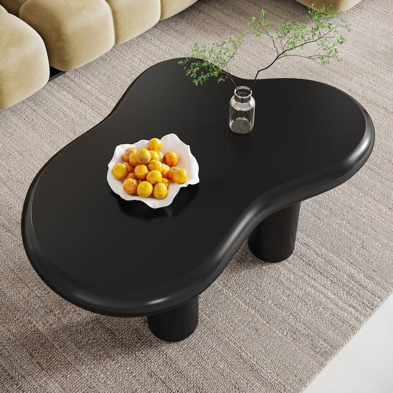 39.4 Inches Cloud-Shaped Engineered Wood Coffee Table with 4 PVC Legs