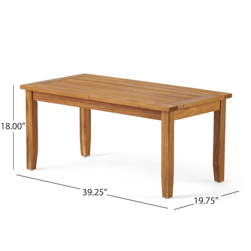 Peyton Outdoor Cushioned Acacia Wood Loveseat and Table Set by Christopher Knight Home