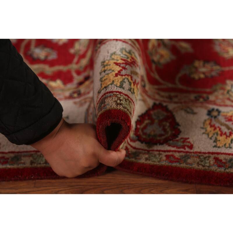 All-Over Floral Red Agra Oriental Area Rug Hand-Knotted Wool Carpet - 4'2"x 6'2"