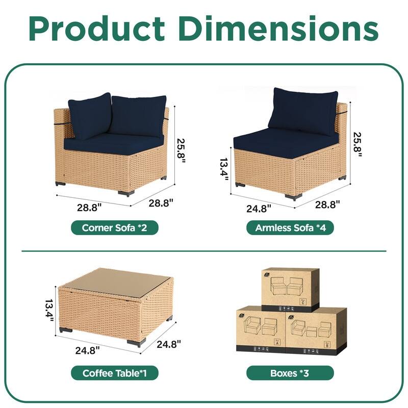 UPHA 7-Piece Wicker Outdoor Seating Group with Cushions