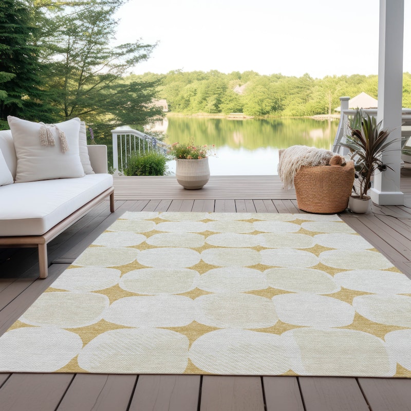 Machine Washable Indoor/ Outdoor Chantille Modern Puffy Rug - Gold - 2'6" x 3'10"