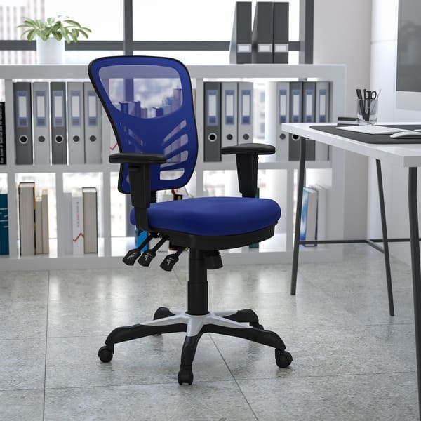 slide 2 of 166, Nicholas Mid-Back Blue Mesh Multifunction Executive Swivel Ergonomic Office Chair with Adjustable Arms Blue