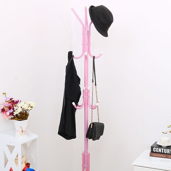 Coat Hat Metal Rack Organizer Hanger 12 Hooks Stand For Handbag
