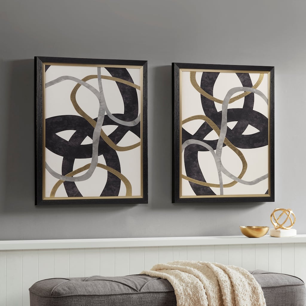 Madison Park Moving Midas Gold Foil Abstract 2-piece Framed Canvas Wall Art Set