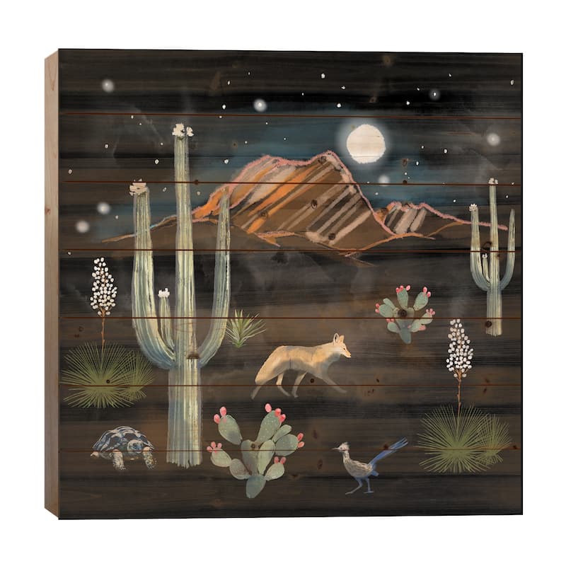 Desert Dwellers Print On Wood by Thomas Little - Multi-Color - 26x26x1.5