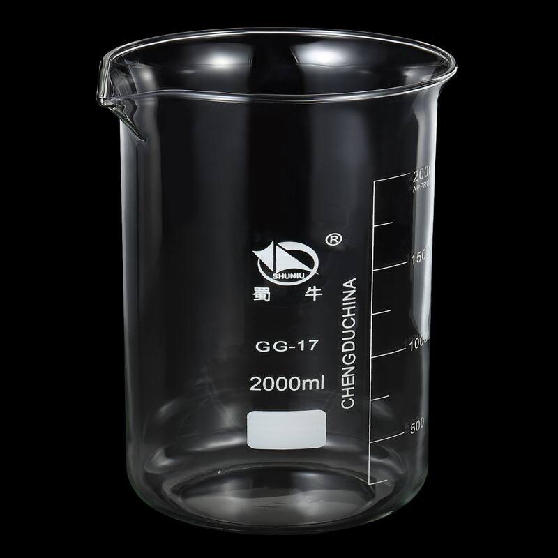 2000ml Low Form Glass Beaker, 3.3 Borosilicate Lab Measuring Cups - Clear
