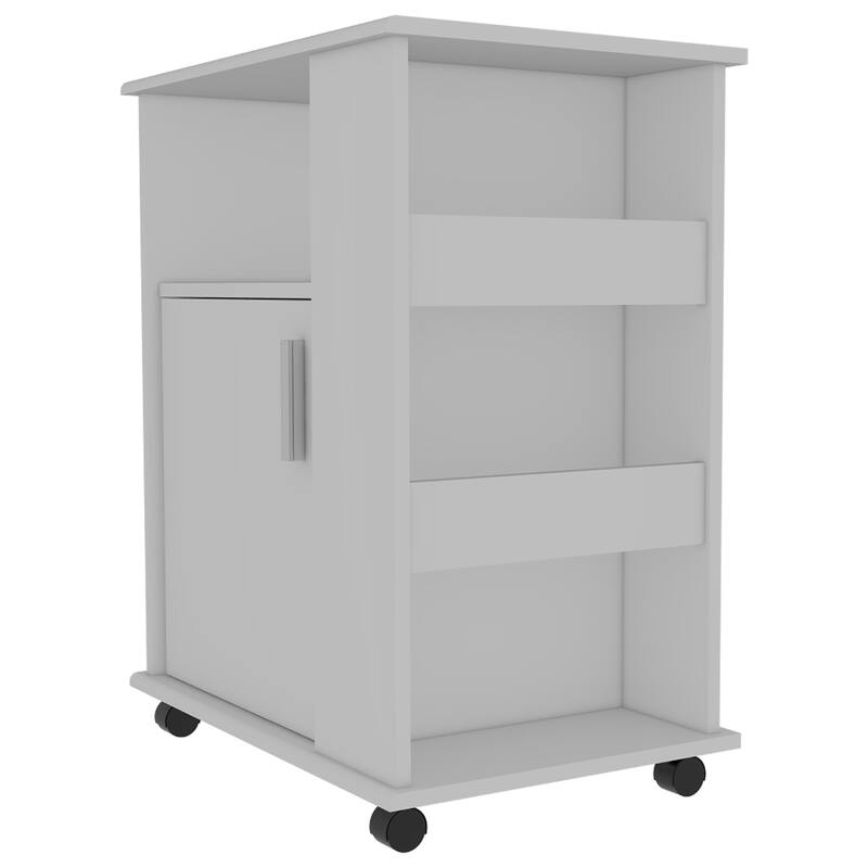 Tournament 6-Shelf 1-Door 3-Drawer 2-piece Kitchen Set, Kitchen Island and Kitchen Cart White and Light Oak