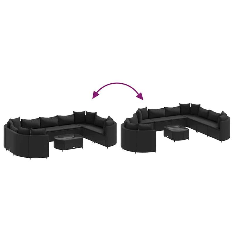 vidaXL Patio Sofa Set Set of 10 Black - 8.2 x 12.1 x 4.6