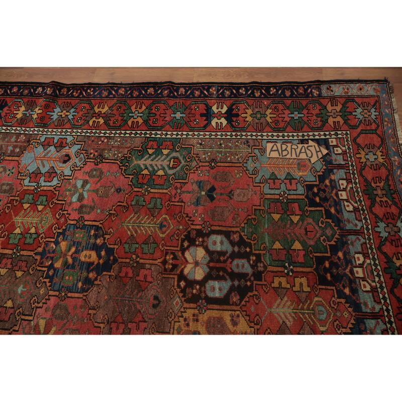 Hand Knotted Oriental 100% Wool Carpet Traditional All-Over Oranges & Rust Bakhtiari Area Rug - 9' 6'' X 5' 3''