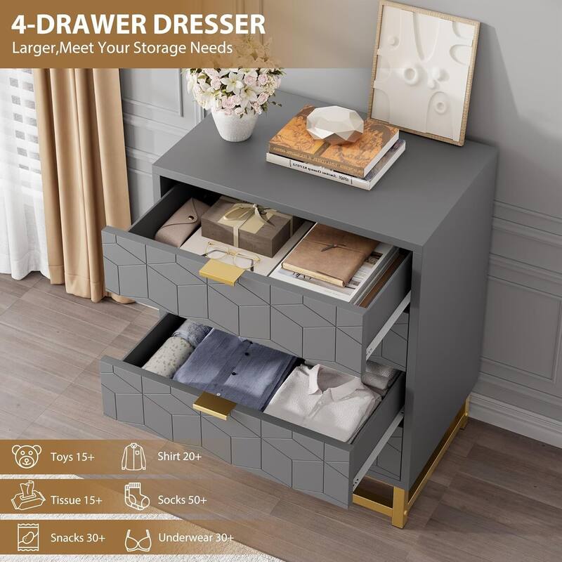 4 Drawer Dresser for Bedroom, Living Room, Entryway