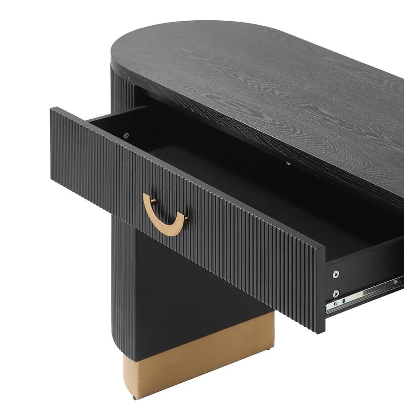 Modern Black Console Table with Functional Drawer