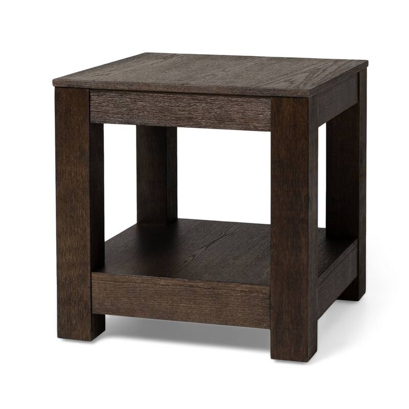 Maven Lane Paulo Wooden Side Table in Weathered Black Finish - Brown - 33