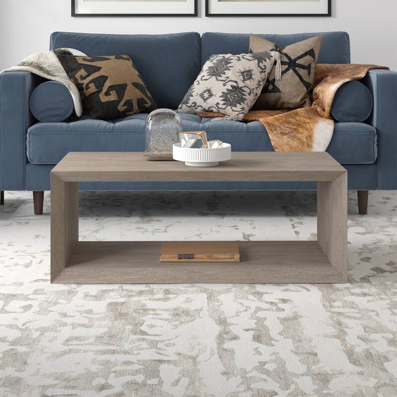 48" Coffee Table with Shelf for Living Room Storage and Display - 48" x 23.38" x 18"