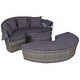 vidaXL 4 Piece Outdoor Lounge Set with Cushions LEDs Poly Rattan Gray - 72.8" x 36.4" x 27.6" - Thumbnail 3