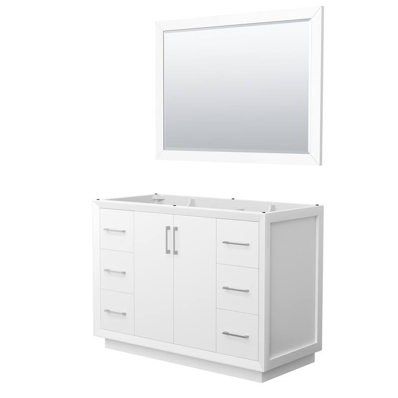 Wyndham Collection WCF414148S-CXSXX-M46 Strada 47" Single Free - White / Brushed Nickel Hardware