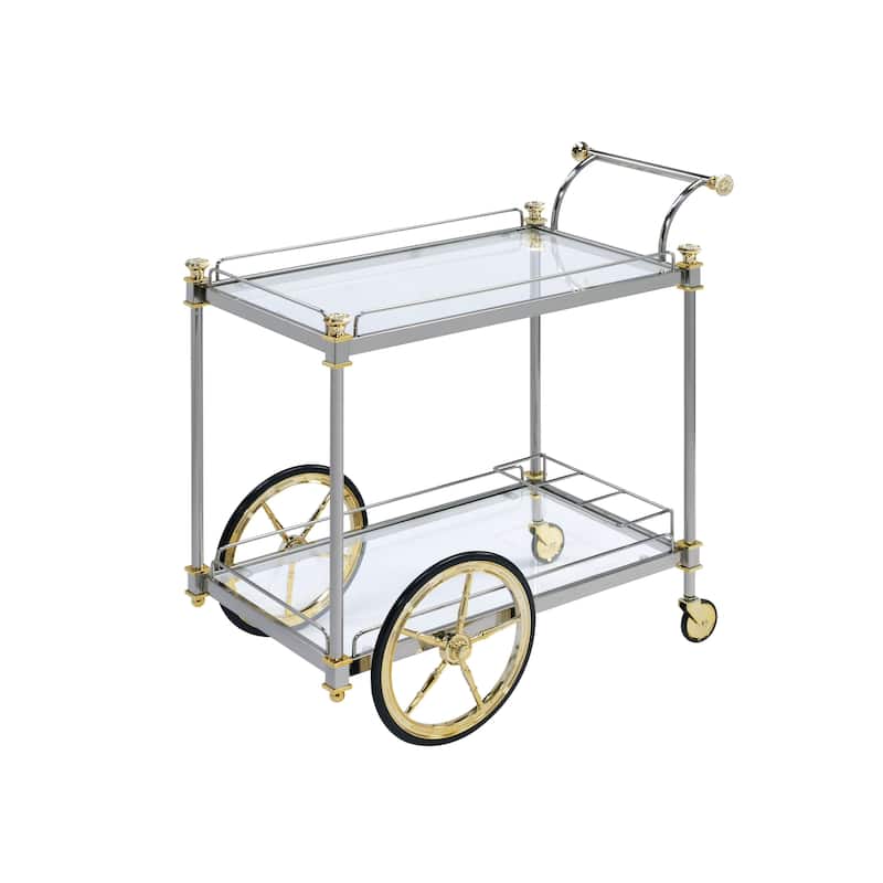 Serving Cart with Open Compartment and Wine Bottle Rack