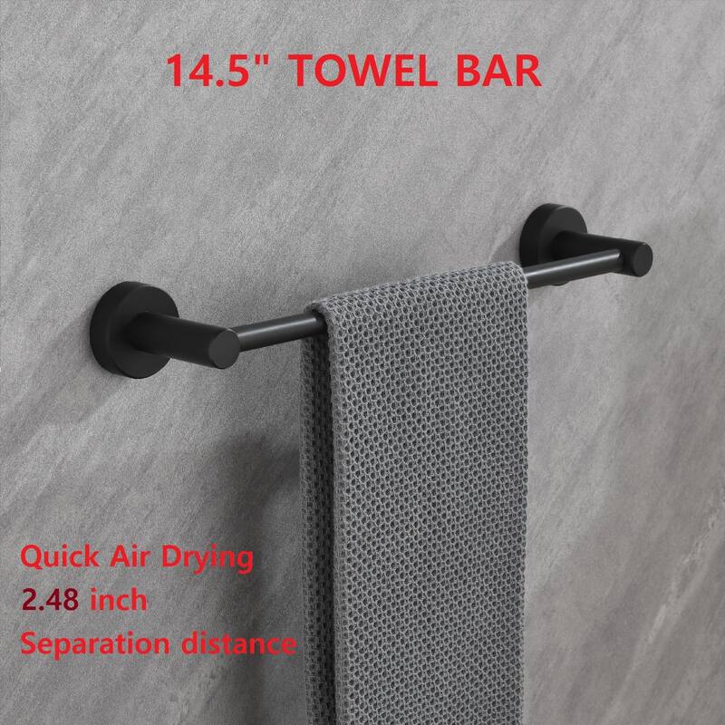6 Piece Aluminum Bathroom Towel Rack Set Wall Mount