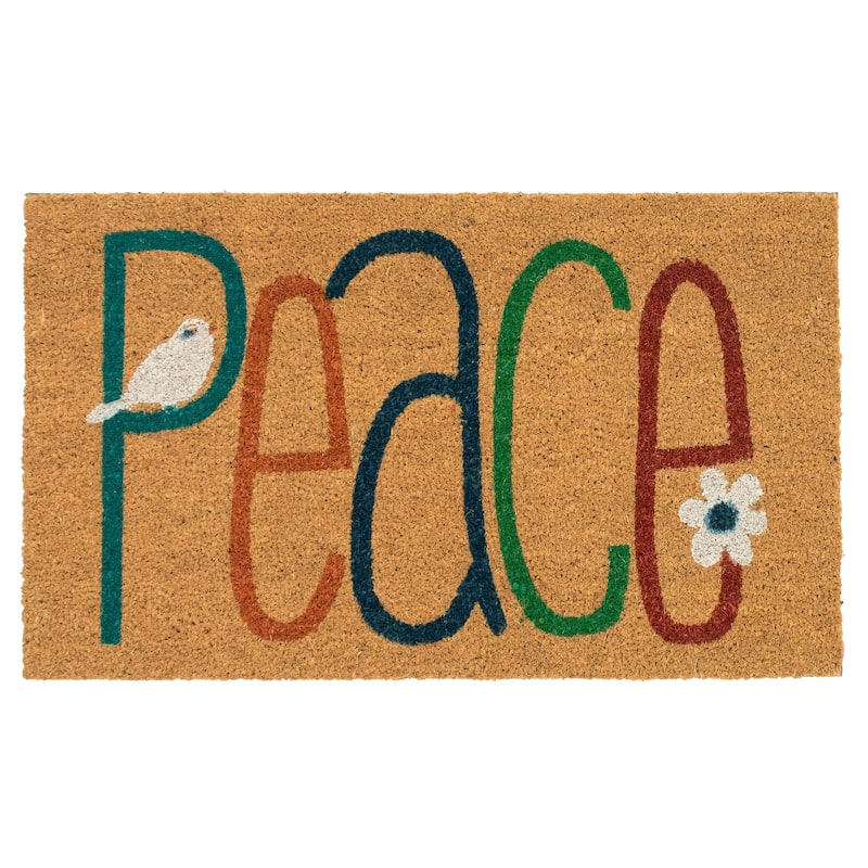 Liora Manne Natura Peace Outdoor Mat Natural 24"x36" - Natural - 20 x 40