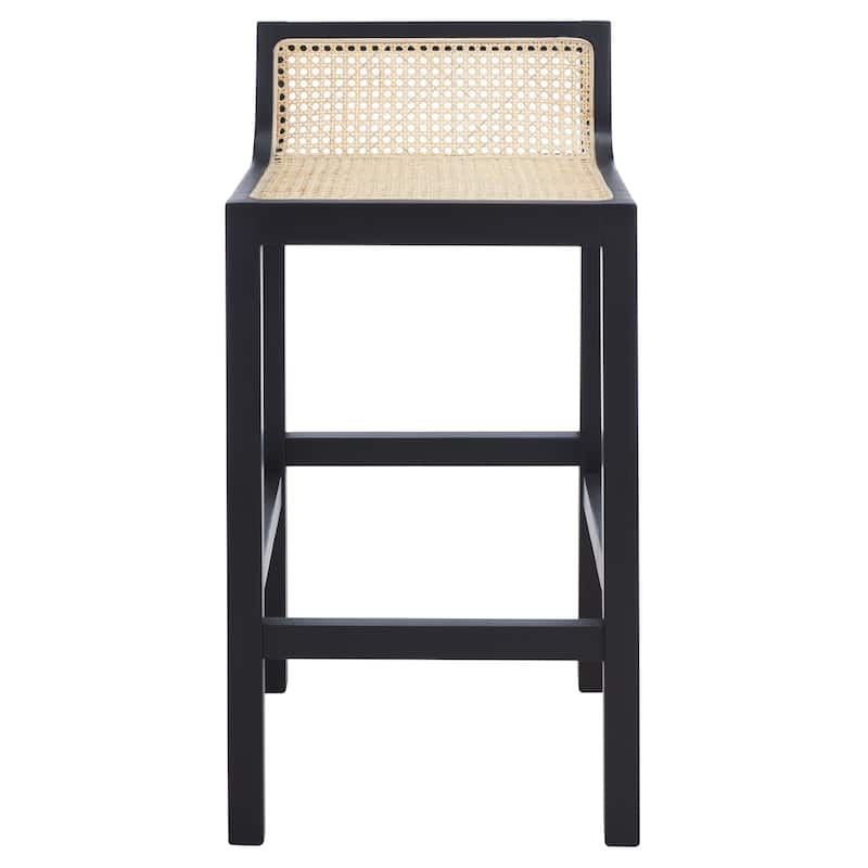 SAFAVIEH Carry Low Back Cane Counter Stool - 16" W x 19" D x 31" H - 16Wx19Dx31H