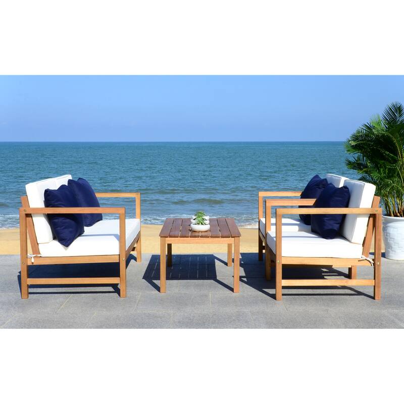 SAFAVIEH Outdoor Citlali 4-Piece Conversation Set with Accent Pillow - 50W x 29D x 29H