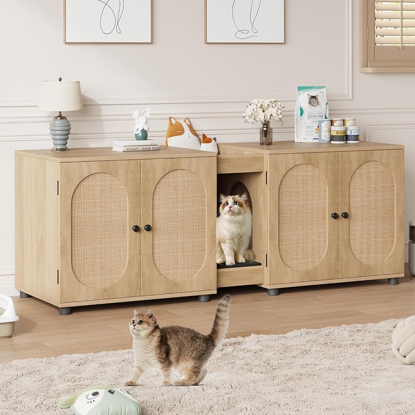 Cat Litter Box Enclosure 55.1 Double Litter Box Furniture Large Cat Box Enclosure Kitty Litter Box for 2 Cats Bed Bath Beyond 41957389
