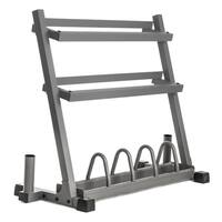 XMark XM-4467.1 Dumbbell and Plate Weight Rack With Dual Bar Storage