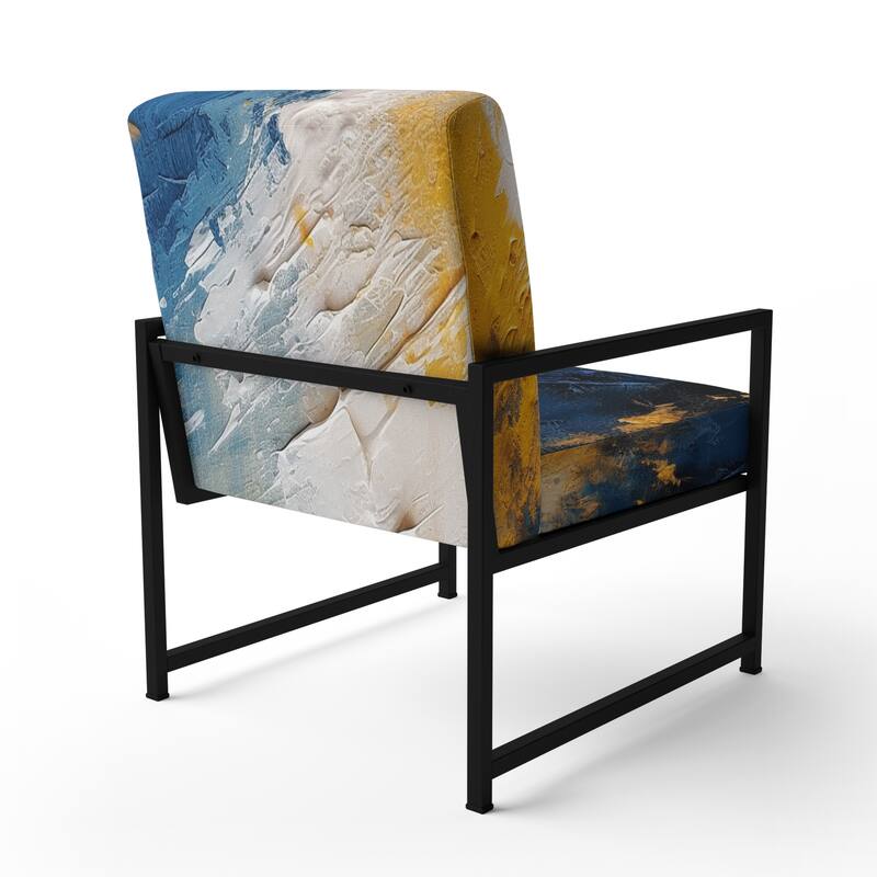 Designart "Blue and Yellow Intuitive Expressions I" Upholstered Abstract Accent Chair and Modern & Contemporary Arm Chair