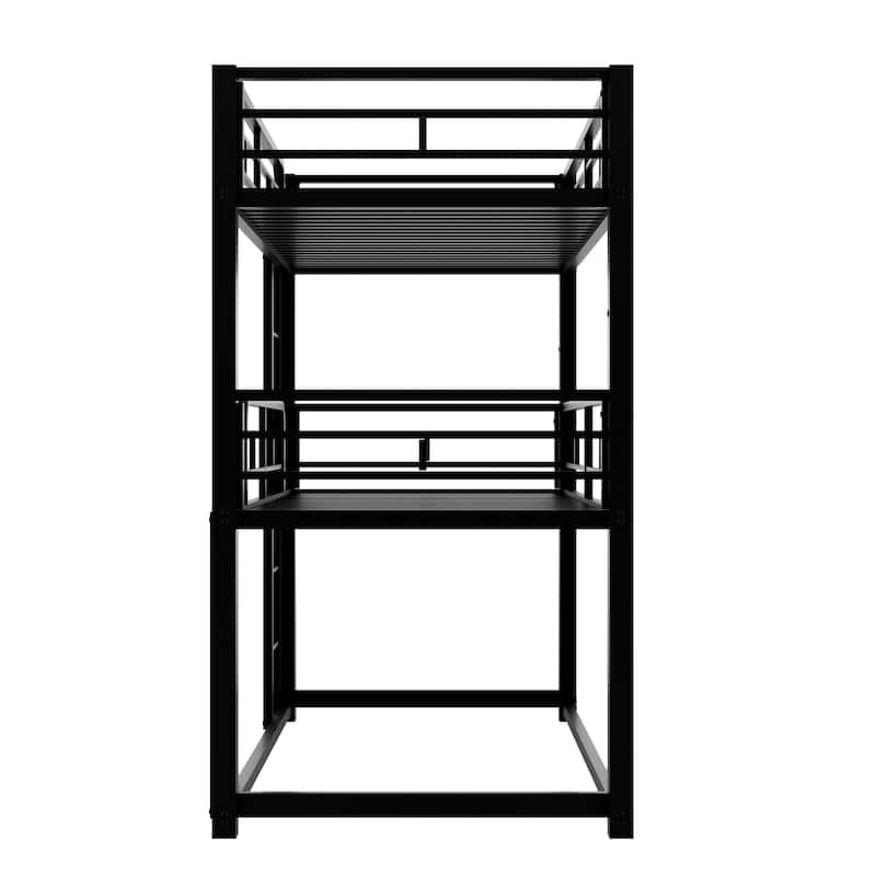 Metal Twin Size Triple Bunk Bed with Safety Guardrail and Ladder, Metal Bunk Bed Frame, No Box Spring Needed for Kids