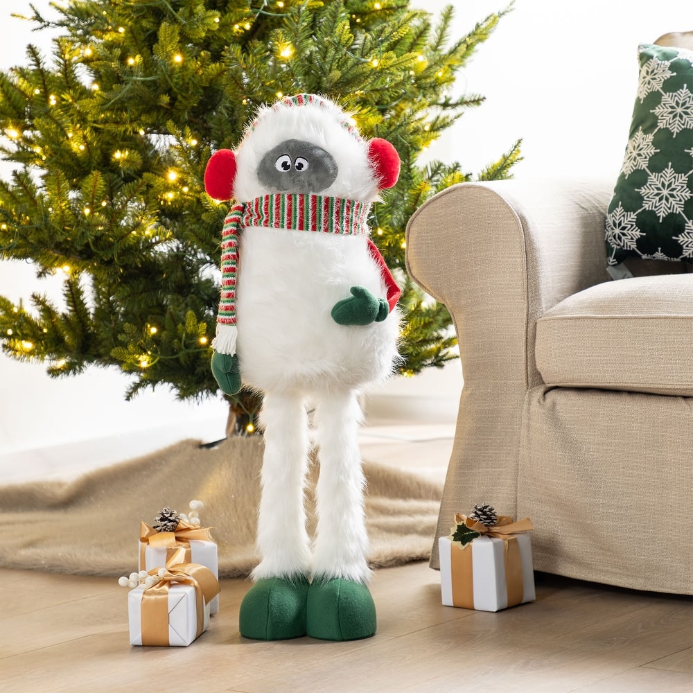 Glitzhome Fabric Christmas Yeti Snowman Highland Cow Shelf Sitters or Standing Figurines Decor