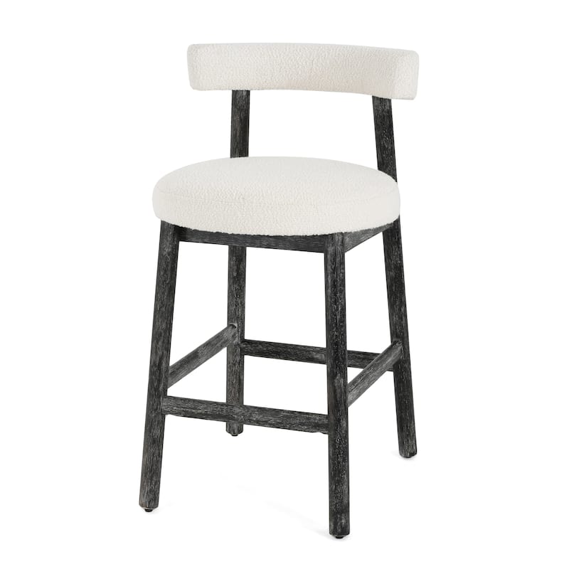 Christopher Knight Home - Riven Natural Rubberwood 26.77" Counter Stool Set with Beige Upholstery