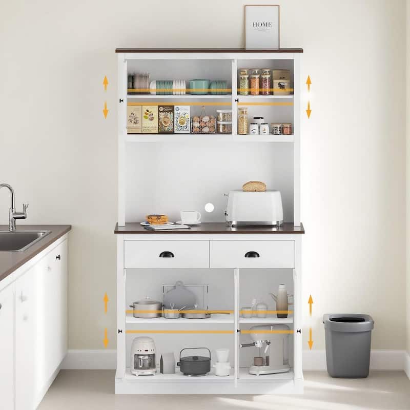 71" Kitchen Pantry Cabinet, Tall Storage Cabinet with Doors and Shelves & Drawer, Farmhouse Kitchen Hutch