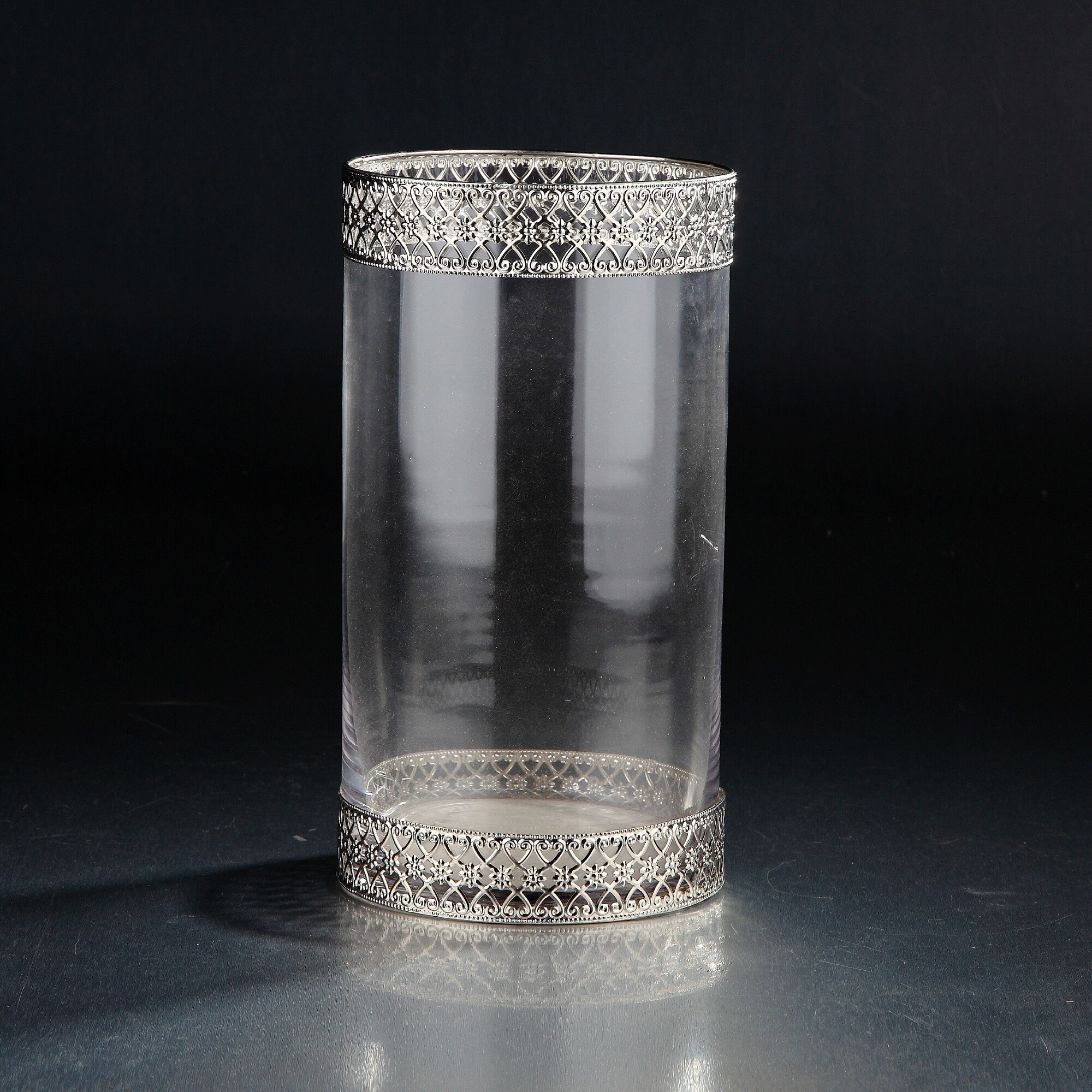 Shop 11 Clear And Silver Colored Decorative Cylindrical Glass