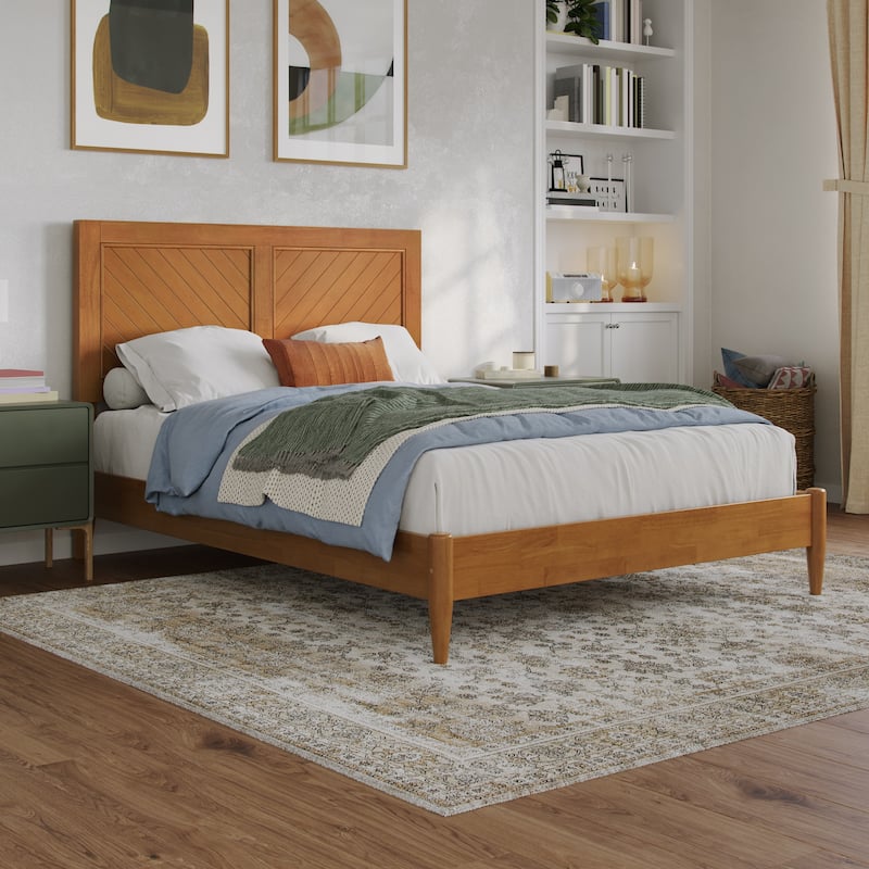 Berkshire Solid Wood Low Profile Platform Bed - Light Toffee - Full