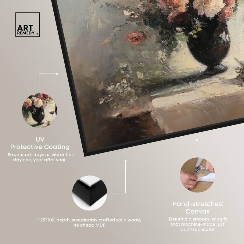 Roses and Red Wine Canvas by Art Remedy