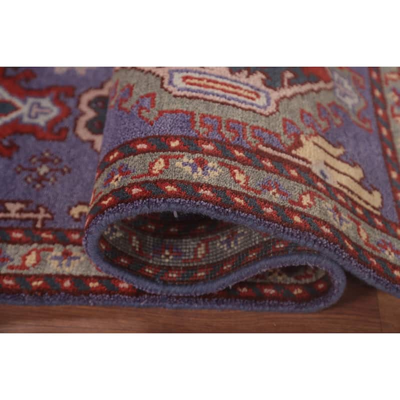 Geometric Oushak Oriental Foyer Rug Hand-Knotted Wool Carpet - 4'0" x 5'11"