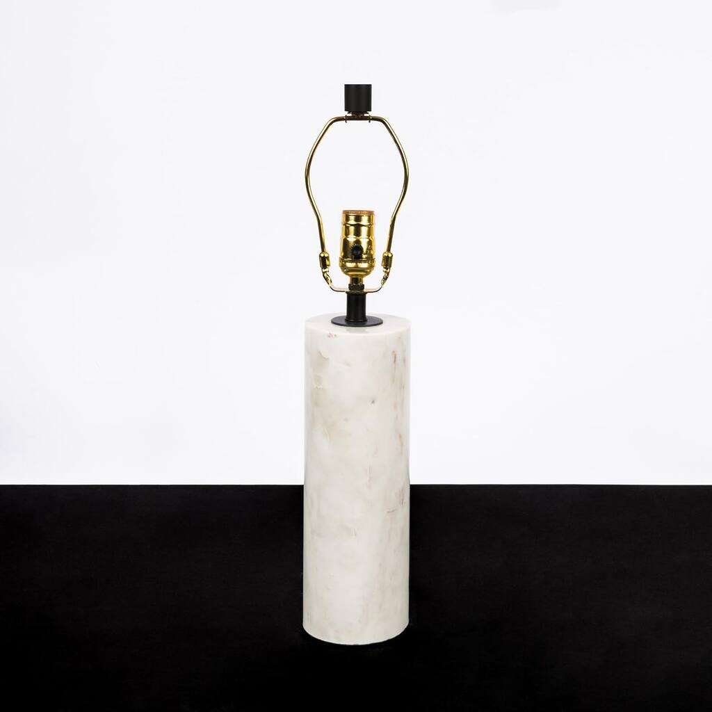 Aurora Home White Marble Cylinder Base Table Lamp