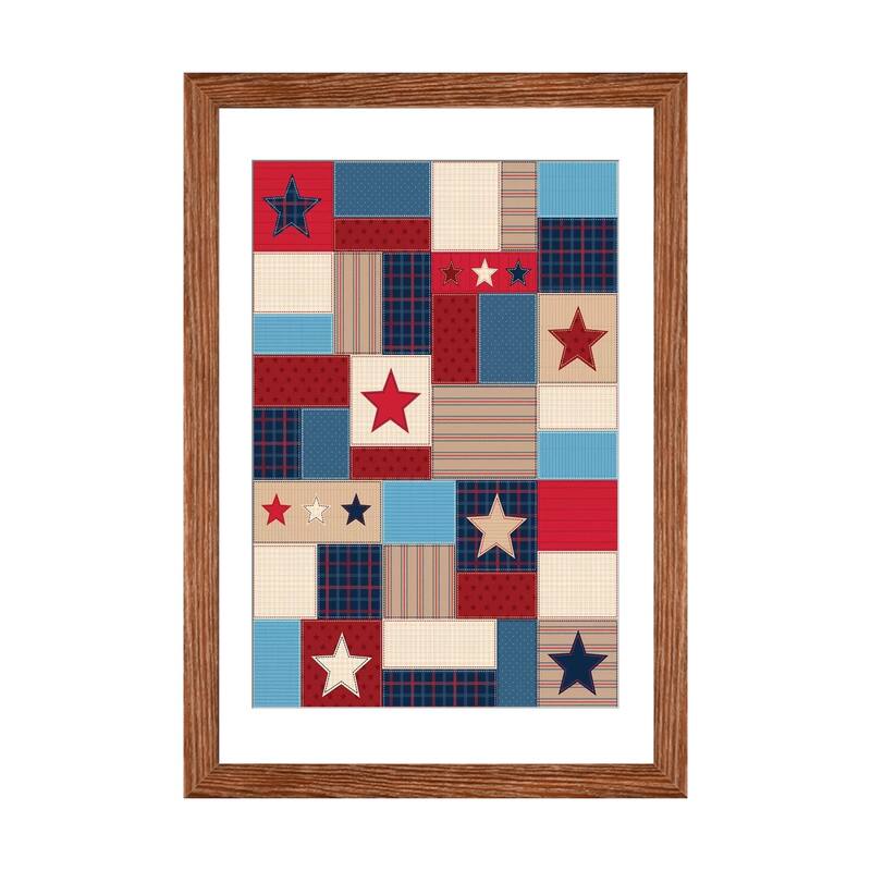 iCanvas "Americana Patriotic Patches I" by Gail Veillette - Walnut - 32x24x1