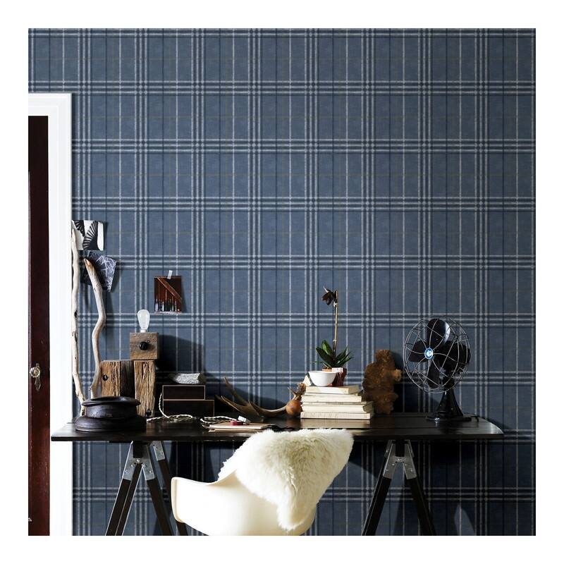 Chesapeake Rockefeller Navy Plaid Wallpaper - 20.5 x 396 x 0.025