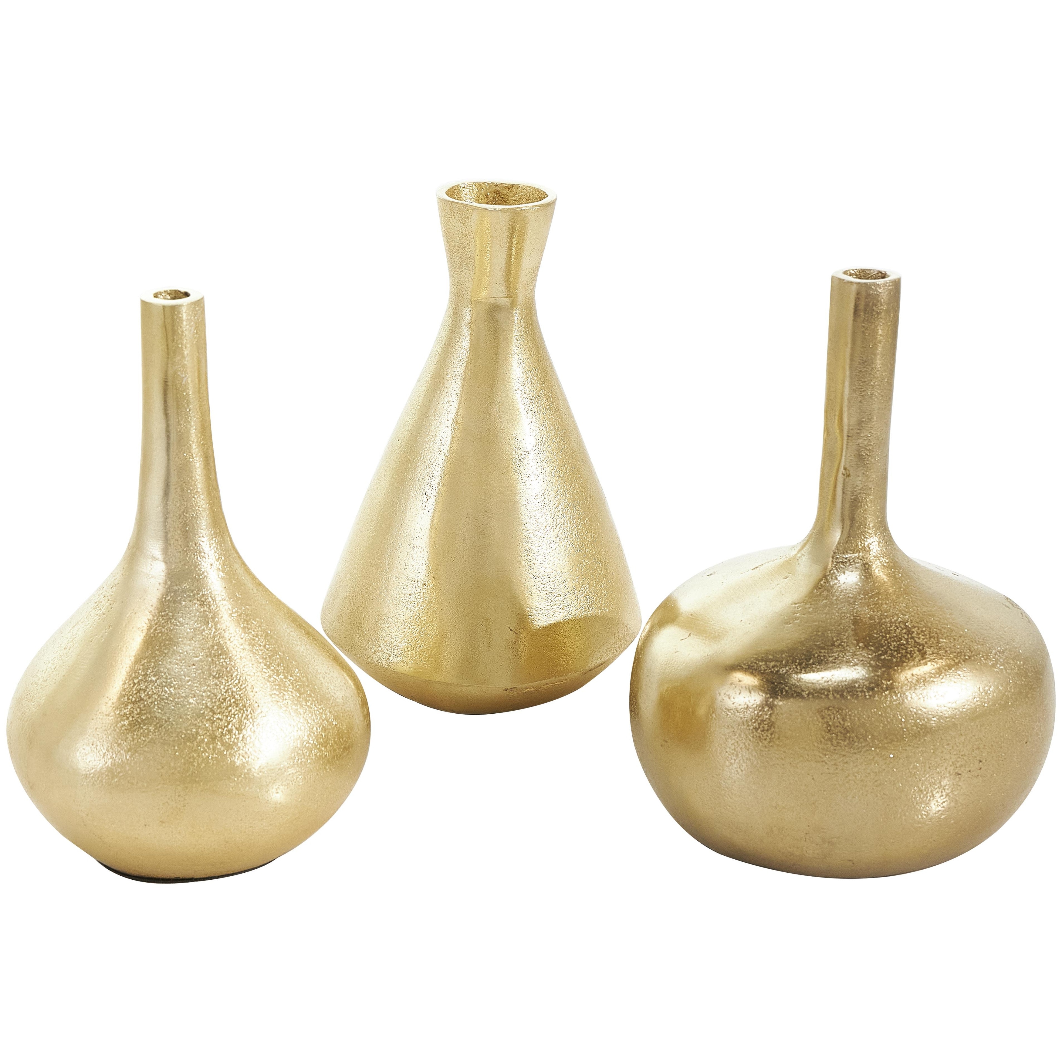 Aluminum Metal Decorative Vase with Varying Shapes - Set of 3 Gold, Silver, Black - CosmoLiving by Cosmopolitan