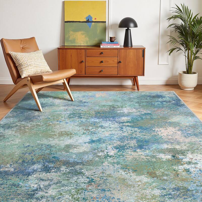 Mcow Modern Machine Washable Low Pile Lightweight Soft Print Area Rugs