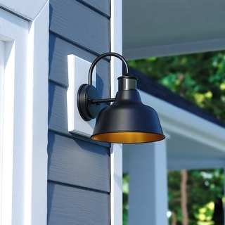 Cody Dark Bronze Motion Sensor Dusk to Dawn Outdoor Wall Light Farmhouse Metal Shade - 9.25-in W x 11.25-in H x 10.5-in D