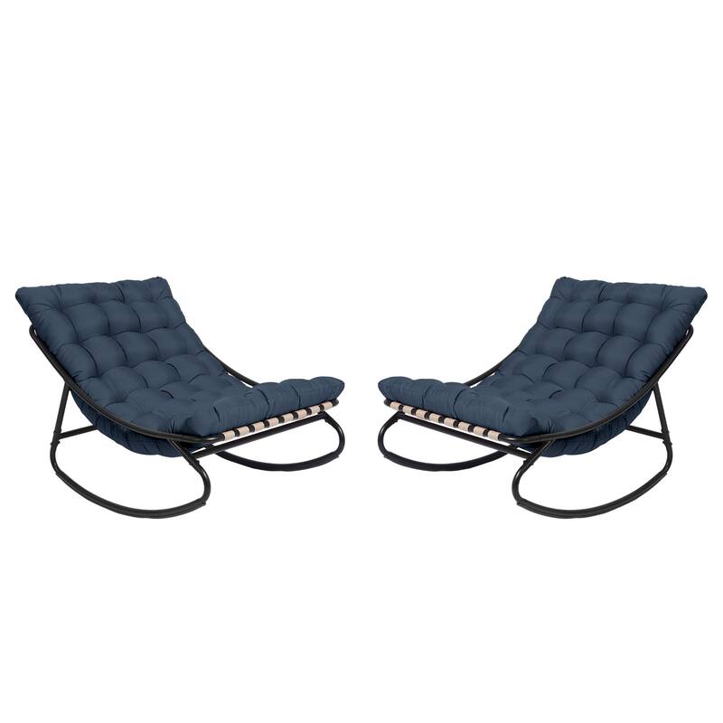 Scopp Rocking Chair 2 Set Outdoor Patio Scoop Rocking Lounge Chair with Cushions - On Sale ...