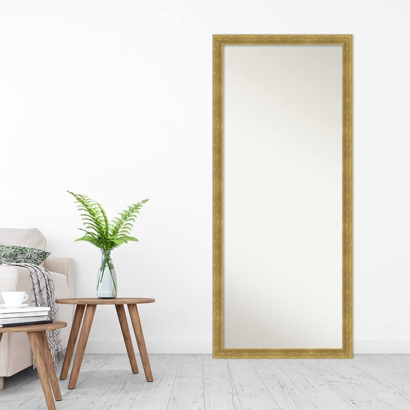 Angled Non-Beveled Wood Framed Full-Length Floor Leaner Mirror - Glass Size 24x60