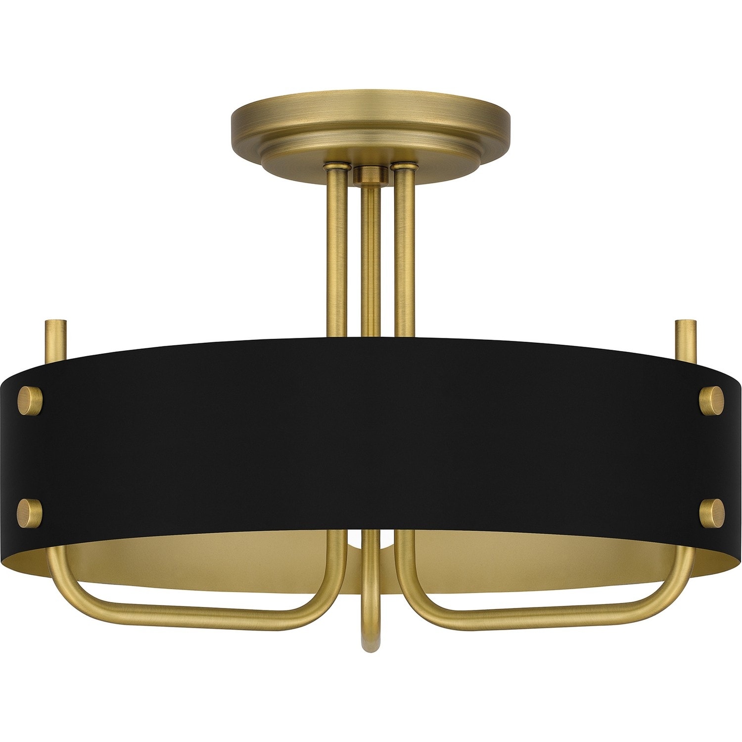 Aged Brass Three Light Semi Flush Mount from the Madden Collection