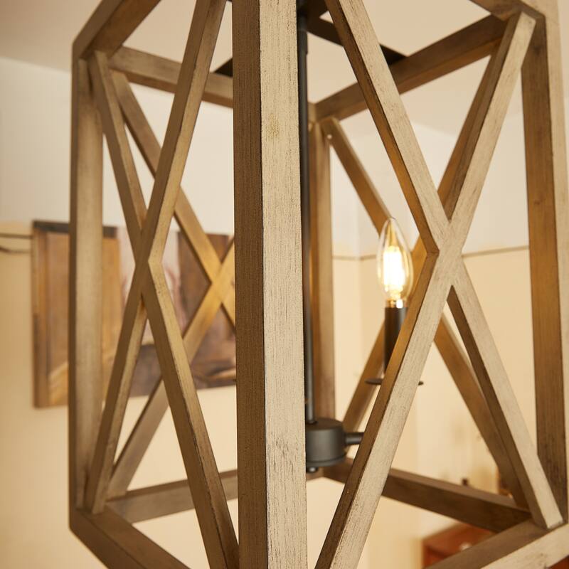 3 - Light Anchor Grey Oak And Matte Black Pendant - 12.5"x12.5"x20.27"