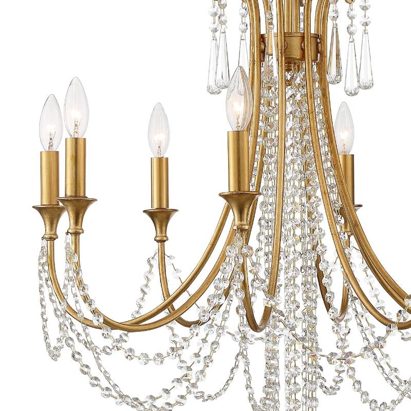 Arcadia 8 Light Antique Gold Chandelier - 26'' W x 36.37'' H - 26'' W x 36.37'' H