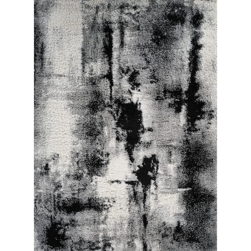 Noori Rug Lux Zara Abstract 2-Inch Shag Rug - 6'6" x 9'6" - Grey/Black