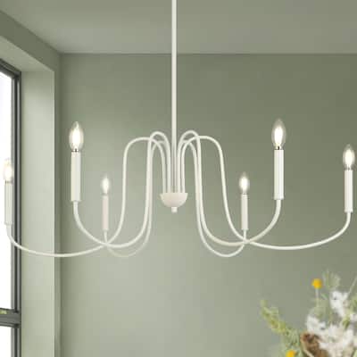 Modern Farmhouse 6-Light White Chandelier 39.8" W Classic Vintage Light - D 39.8" x H 13.5"